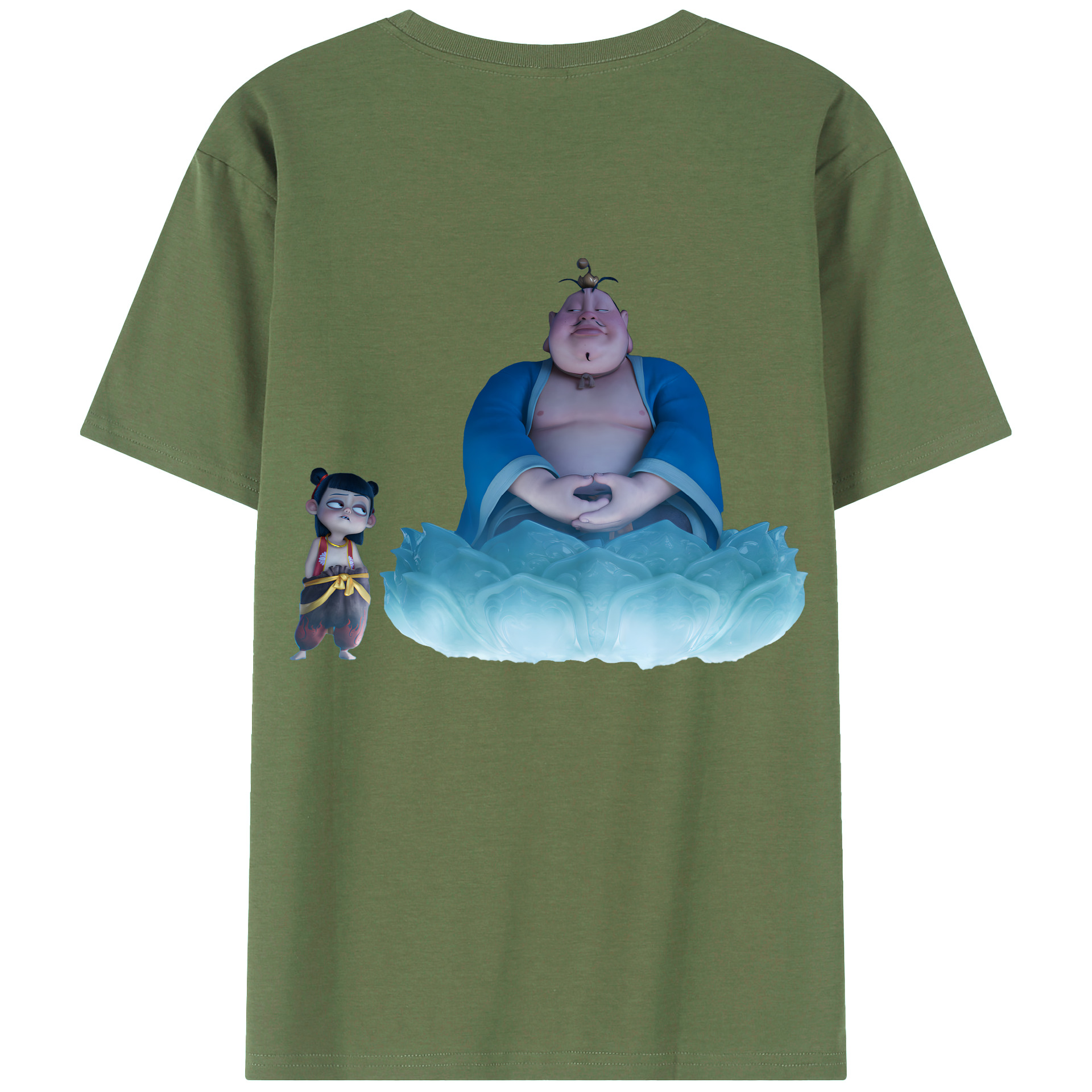 （画像用） Ne Zha 2 ナタ 魔童の大暴れ 綿100％ メンズ半袖Tシャツ（バックプリント） 通気性